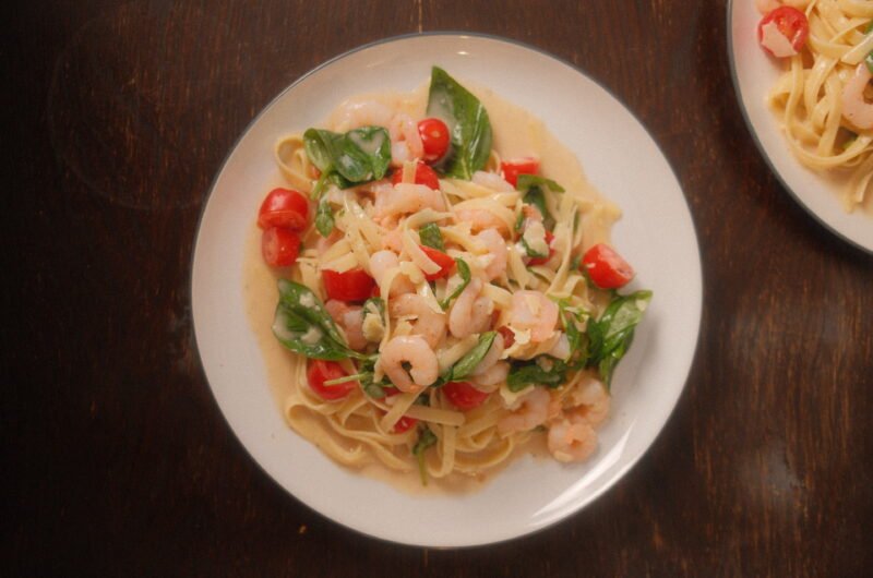 Brie Cheese Pasta with Prawn