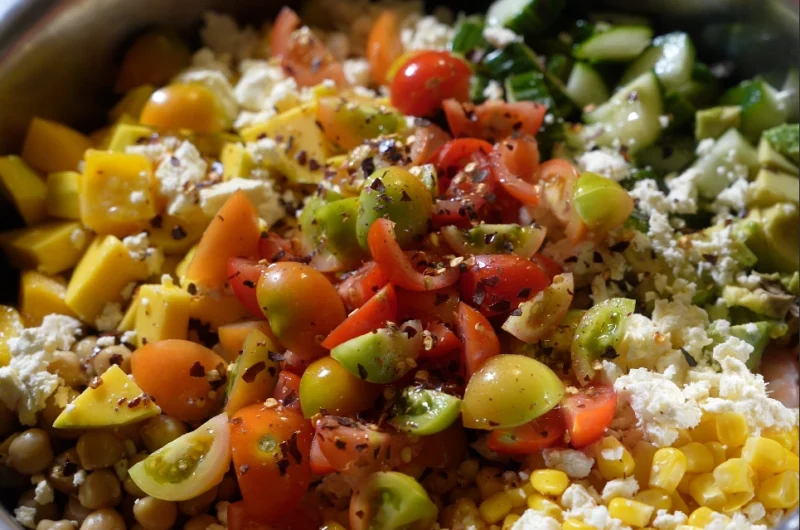 Super easy Mango Prawn Chilli summer salad