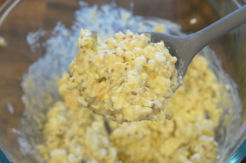 Egg cottage cheese salad toastie